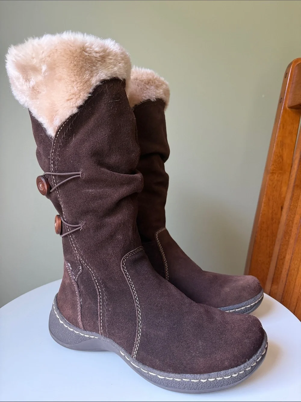 BareTraps Esha Brown Suede Faux Fur Winter Boots Size 7M
